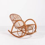 Fauteuil à bascule italien en rotin, 1960