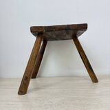 Brutalist solid wood side table , 1970s