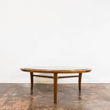 Scandinavian Teak Round with Glass Top Coffee Table 1960's.