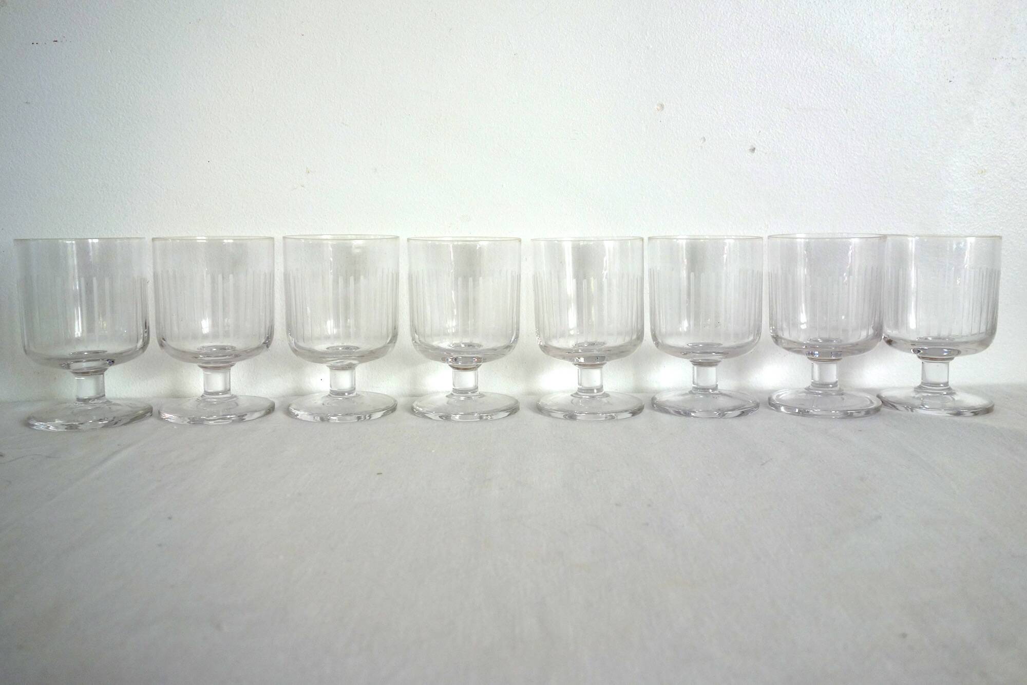 Set of 8 vintage cut crystal water glasses.