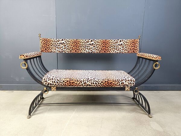 Banc Curule de style Maison Jansen, 1960