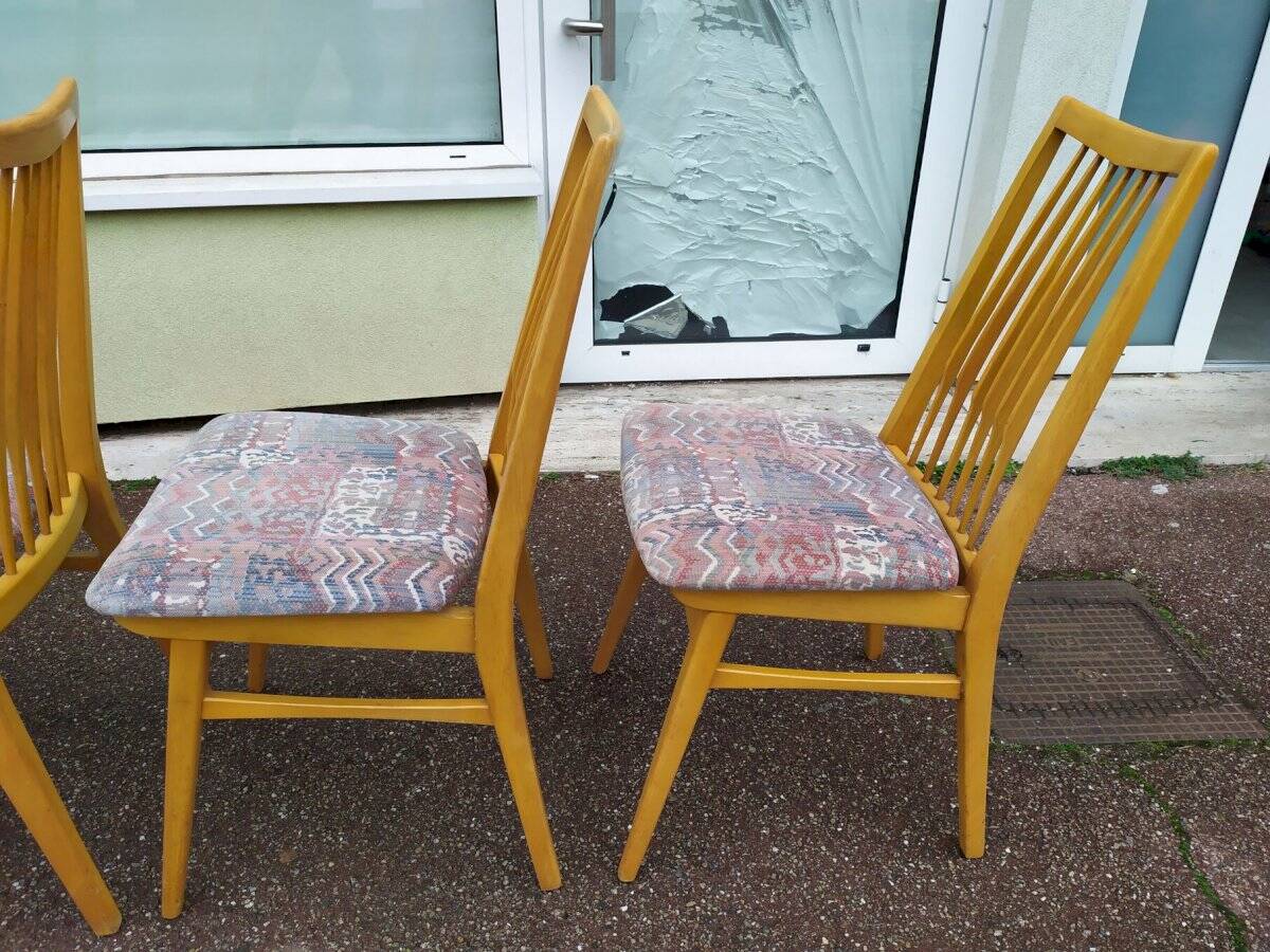 Lot de 8 chaises scandinave bois et tissu