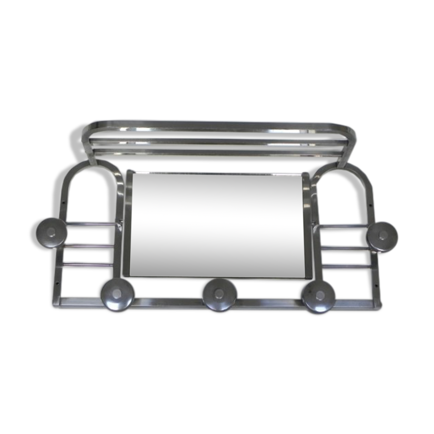 Portemanteau art déco en aluminium avec miroir