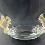 Oblong crystal bowl signed Sèvres decorated with squirrels