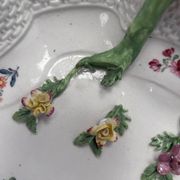 Large decorative antique plate with raised flowers – 19th century style