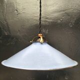 Pair of blue enameled sheet metal pendant lights