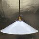 Pair of blue enameled sheet metal pendant lights