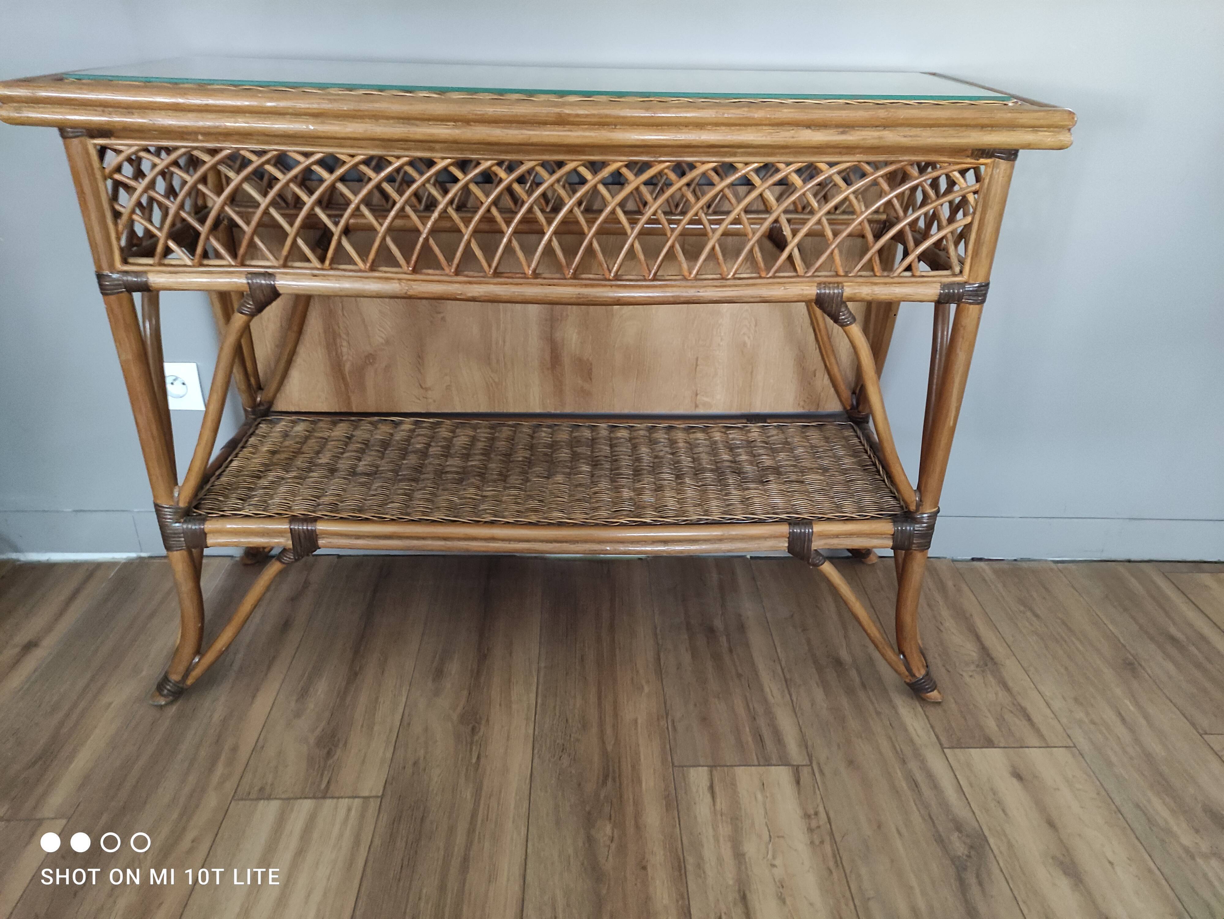 Vintage rattan console