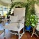 Restored Louis XIII armchair – textured beige fabric