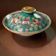 Small covered Chinese porcelain dish, Wan Shou decoration, 1970s-80s.