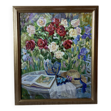 Oil painting on canvas signed, dimensions: height - 73 cm - width - 62.5 cm.
