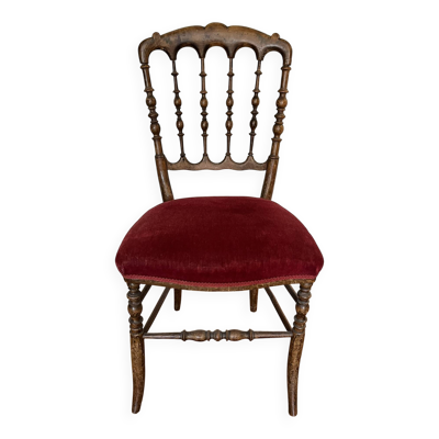 Chaise Chiavari Napoléon III en velours cramoisi — France