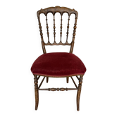 Napoleon III Chiavari Chair — Beaded Spindles — Crimson Velvet — France,
