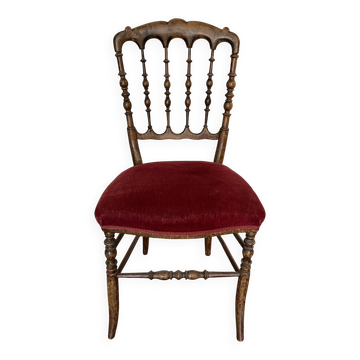 Chaise Chiavari Napoléon III en velours cramoisi — France