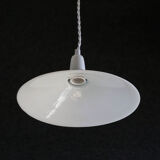 White smooth opaline pendant lamp - comes with porcelain socket, cable and white stand