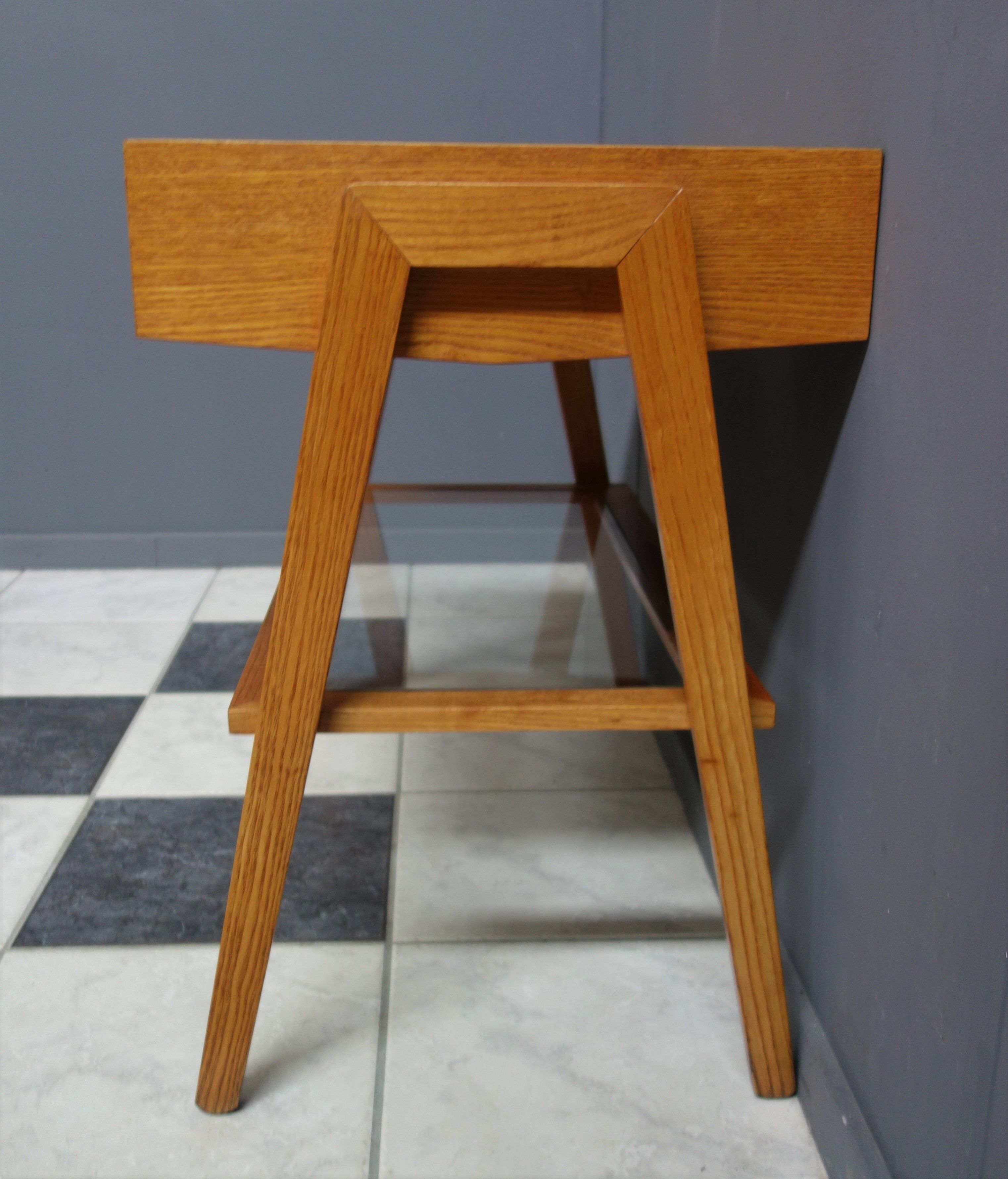 TV table with drawer and Glas tray 1970s Lanakroun Czech