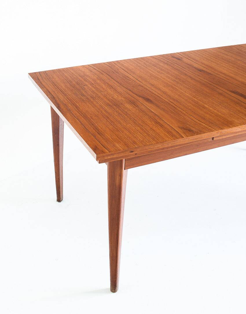 Dining table with two teak extensions. Scandinavian style. Vintage. France 1960s.