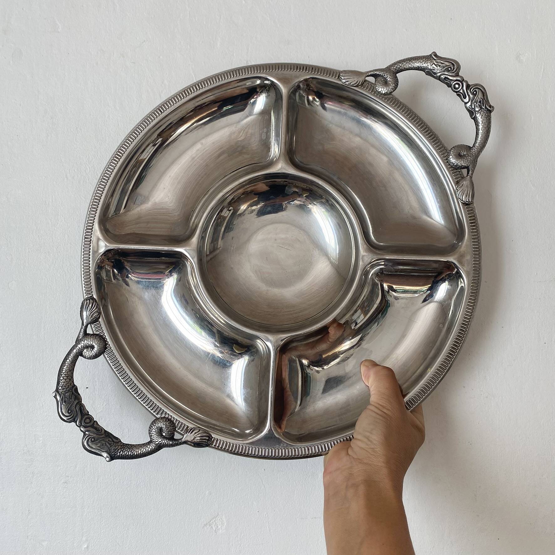 Stainless steel dish Jean Couzon with fish handles