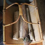 Vintage wicker log basket magazine holder