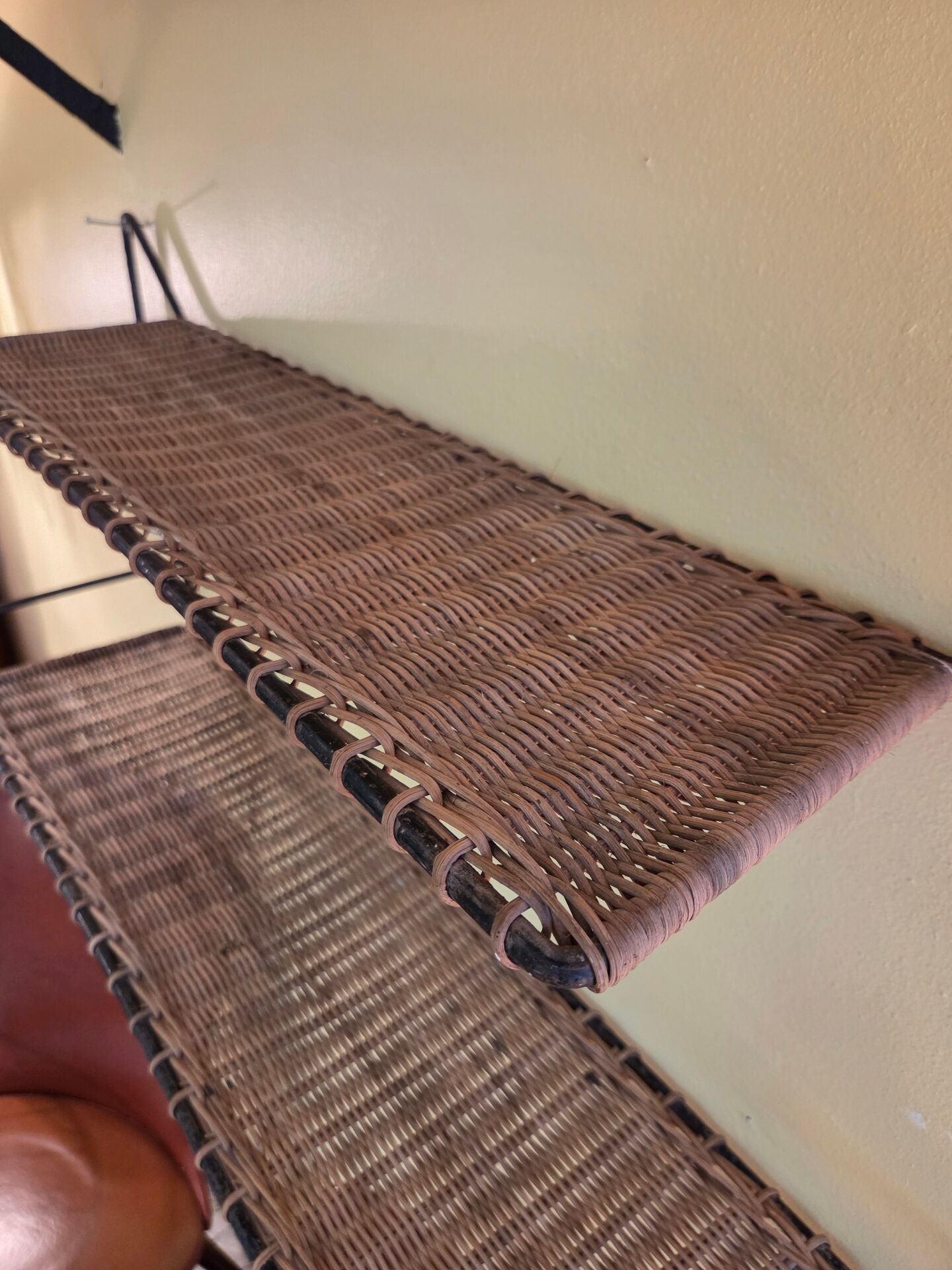 Wall shelf, metal and rattan
