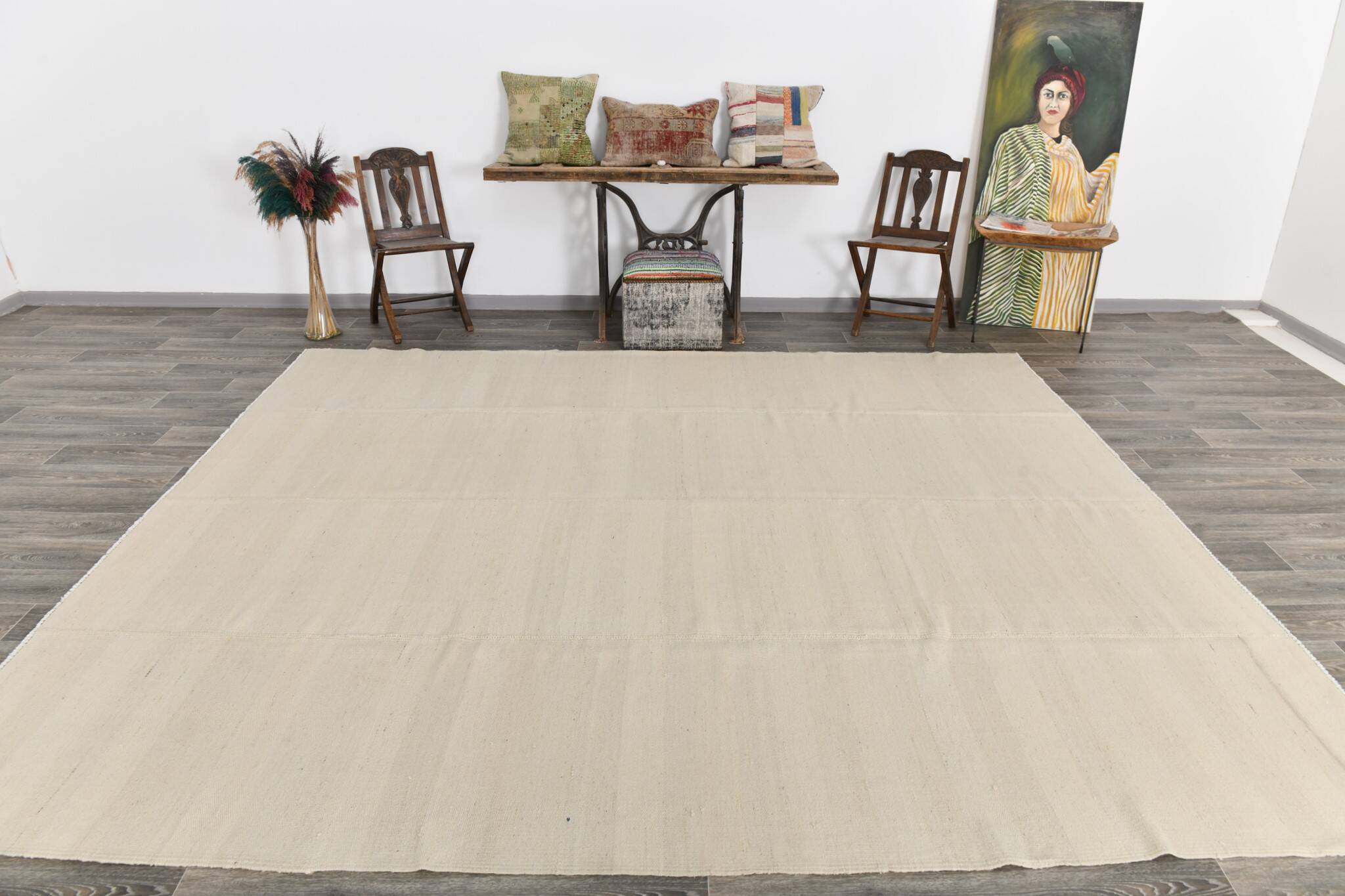 Tapis vintage turc de couleur douce, beige pastel et crème, 9 x 11, 285 x 334 cm, SK 33306