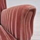 1960s, Danish 3-seater curved sofa, pink-salmon furniture velour, original.