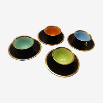 4 cups and saucers Salins earthenware