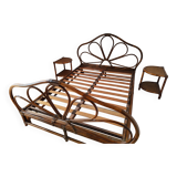 Rattan bed and bedside tables