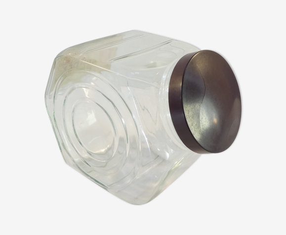 Pot ou bocal a bonbons en verre couvercle en bakelite