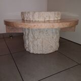 Round coffee table in fossil or mactan stone by Magnussen Ponte 1980