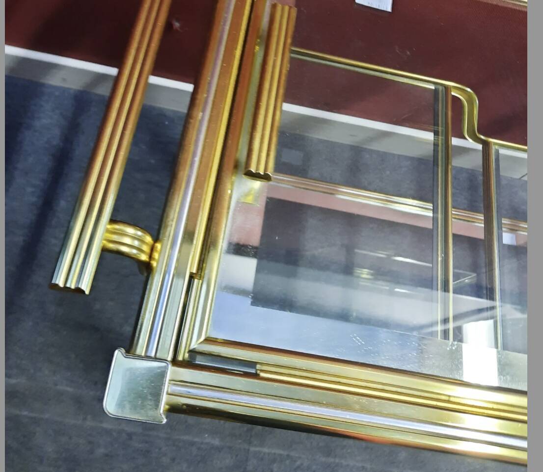 Brass bar table - Pierre Vandel serving trolley