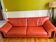 3-seater canapé in tawny leather, Ascot model by Roche Bobois.