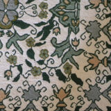 Tapis laine vert floral traditionnel nouée à la main - 165x90cm