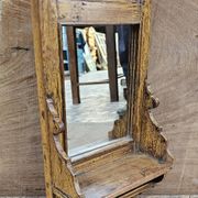 Ancien miroir de barbier en teck birman