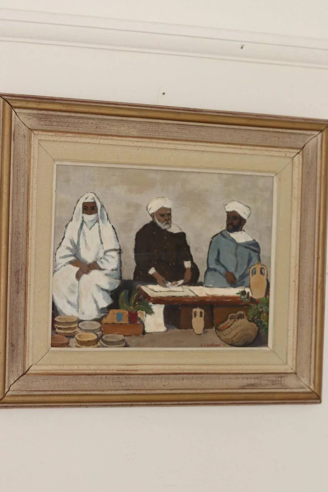 Oil on Swedish panel "Three Figures", Gösta Sundvall