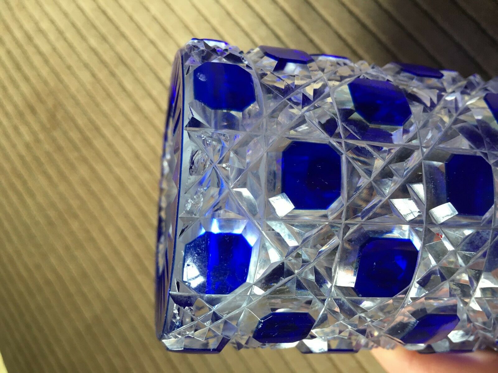 Baccarat crystal bottle model diamonds stoned blue