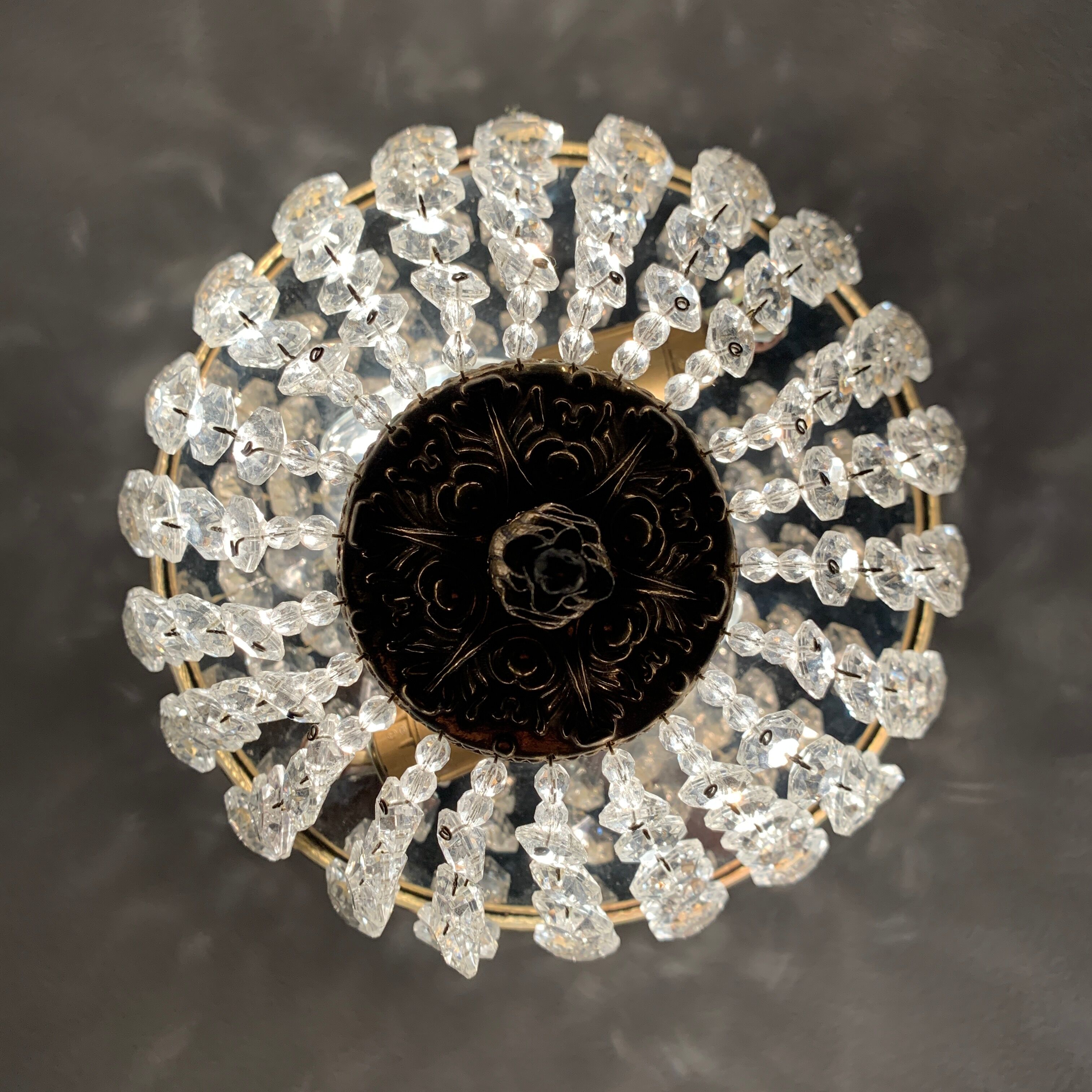 Ceiling lamp basket grapevine and gilded bronze 25 cms