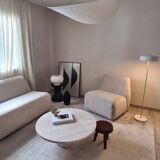 Omega circular coffee table natural travertine - 100cm D