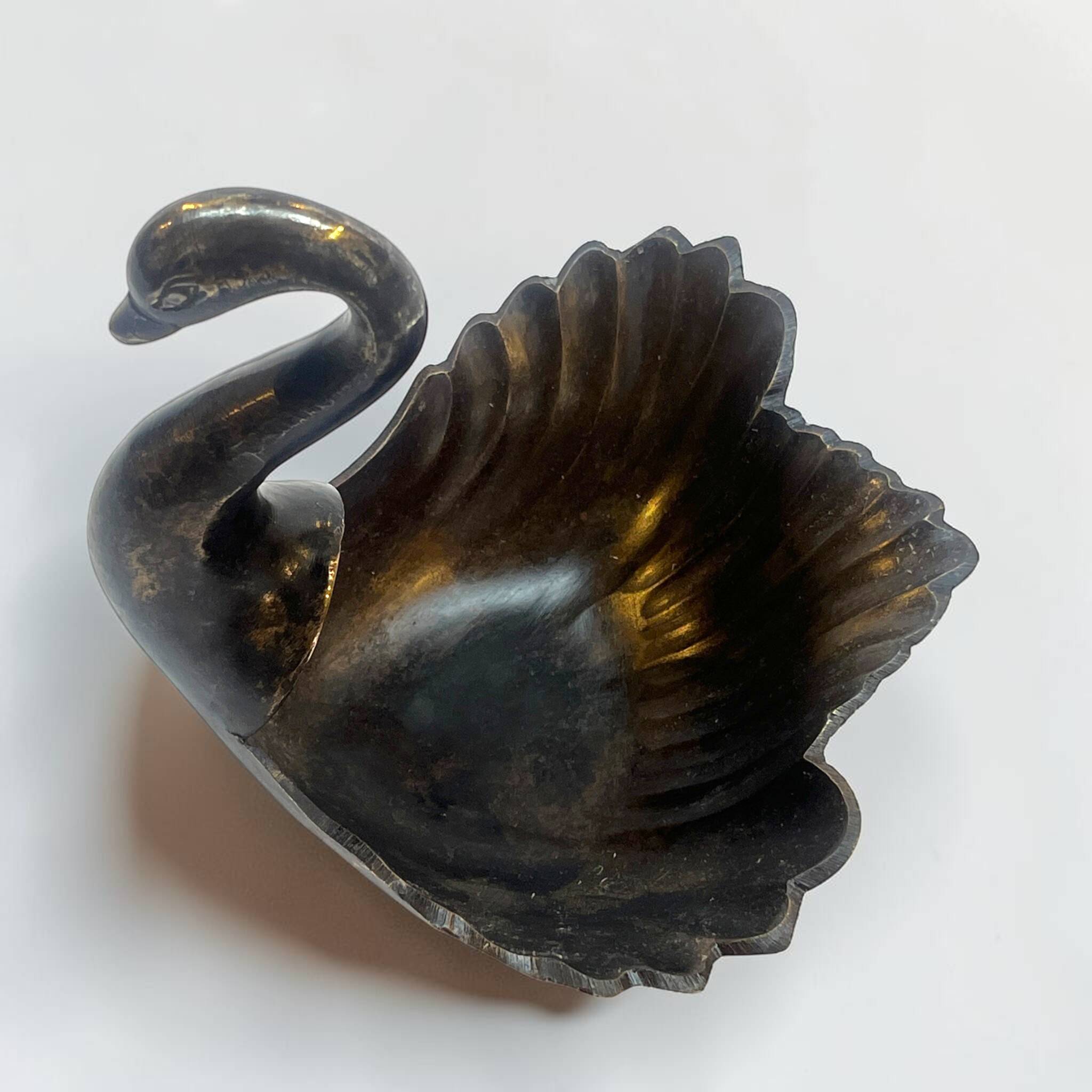 Bronze swan trinket dish bohemian chic trinket dish