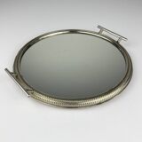 Vintage metal tray with mirror, Italy, 1970s