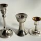 Vintage chrome metal candle holders