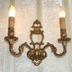 Large Vintage French Bronze Open Back Design Leaf Detail Double Wall Light 4740