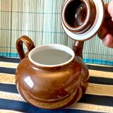 Pillivuyt brown bistro teapot with offset spout