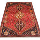Hand made vintage persian rug traditional oriental red blue wool carpet 142x200cm