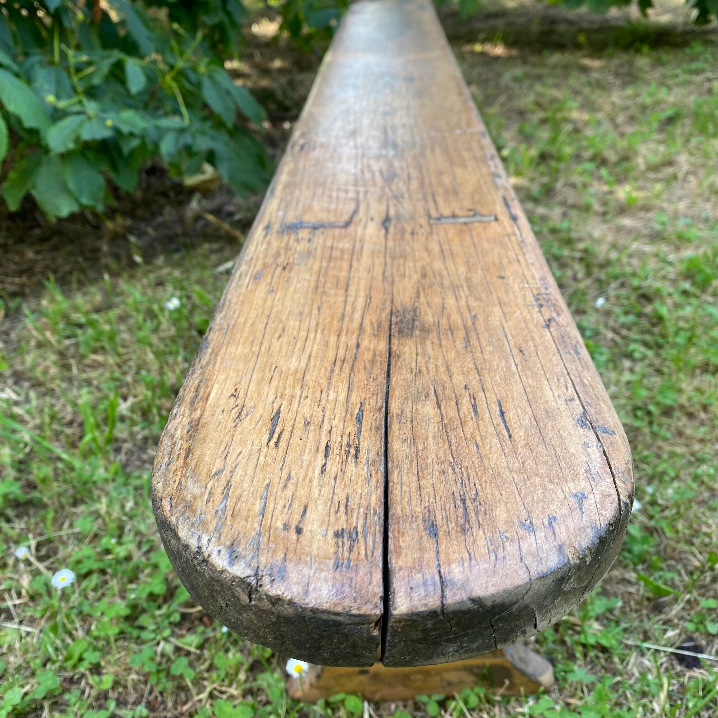 Wooden farmhouse bench