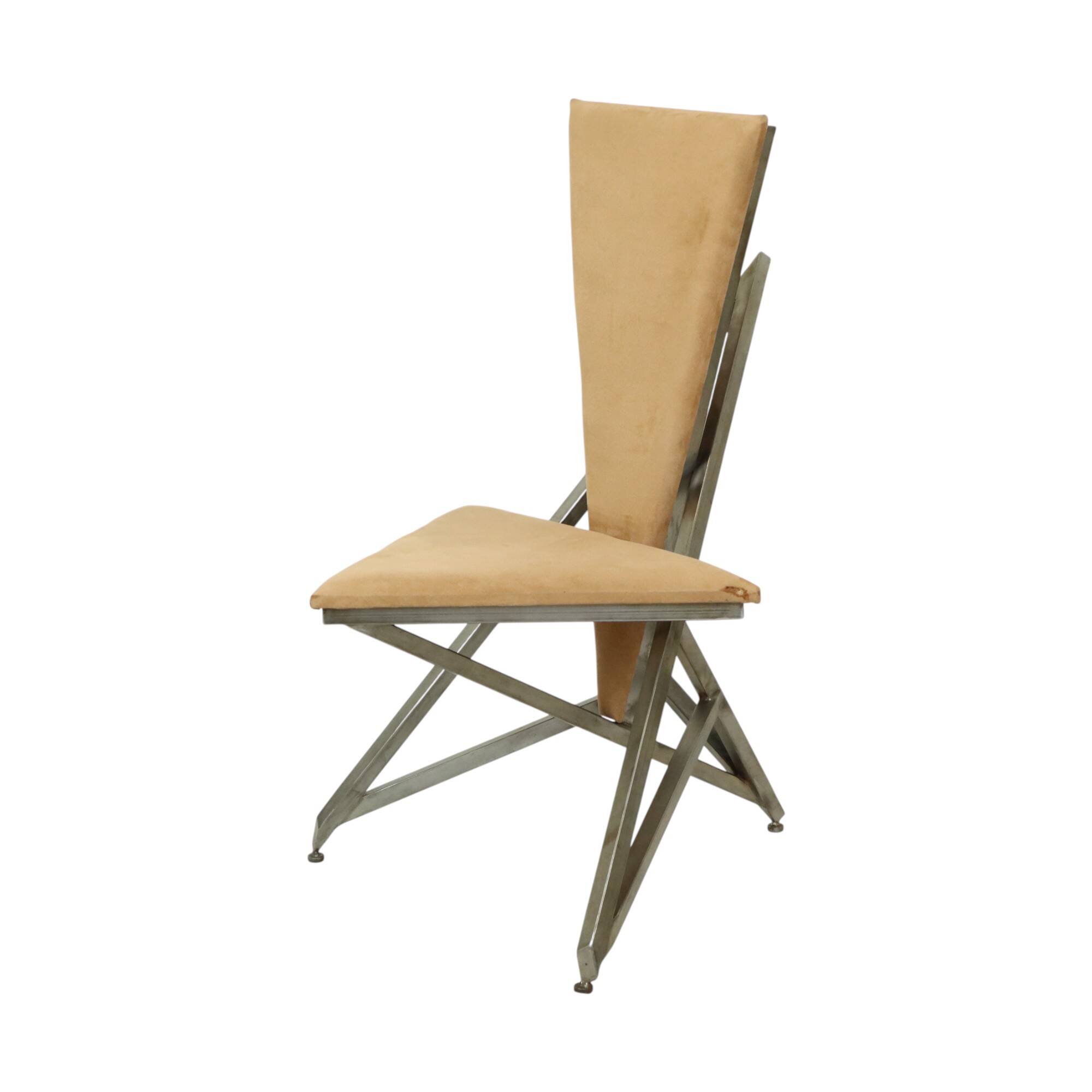 Unique Design Chair Art Object Handmade Metal Velvet