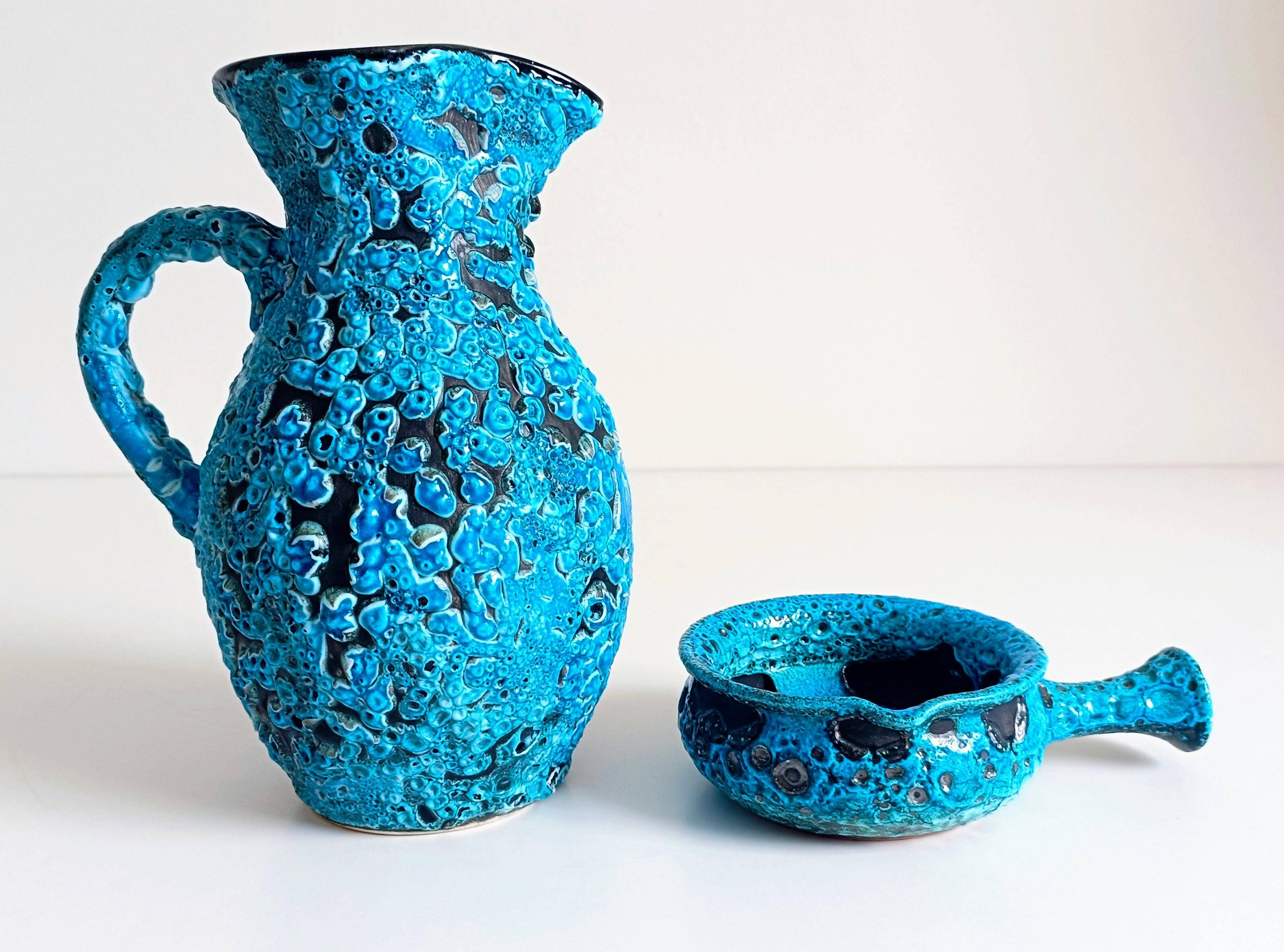 Mid-Century Blue Ceramics by Charles Cart ¨Emaux des Glaciers¨, France, 1960s