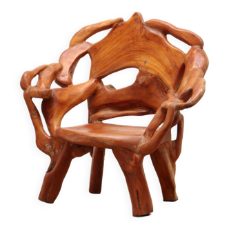 Robust armchair made of recycled wood