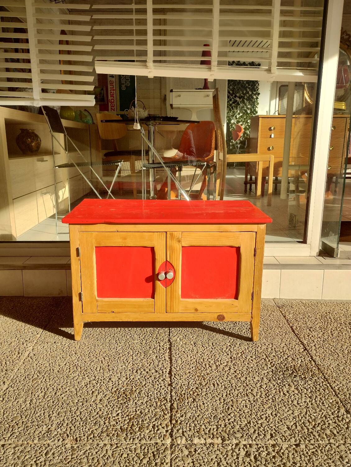 Old painted wooden sideboard