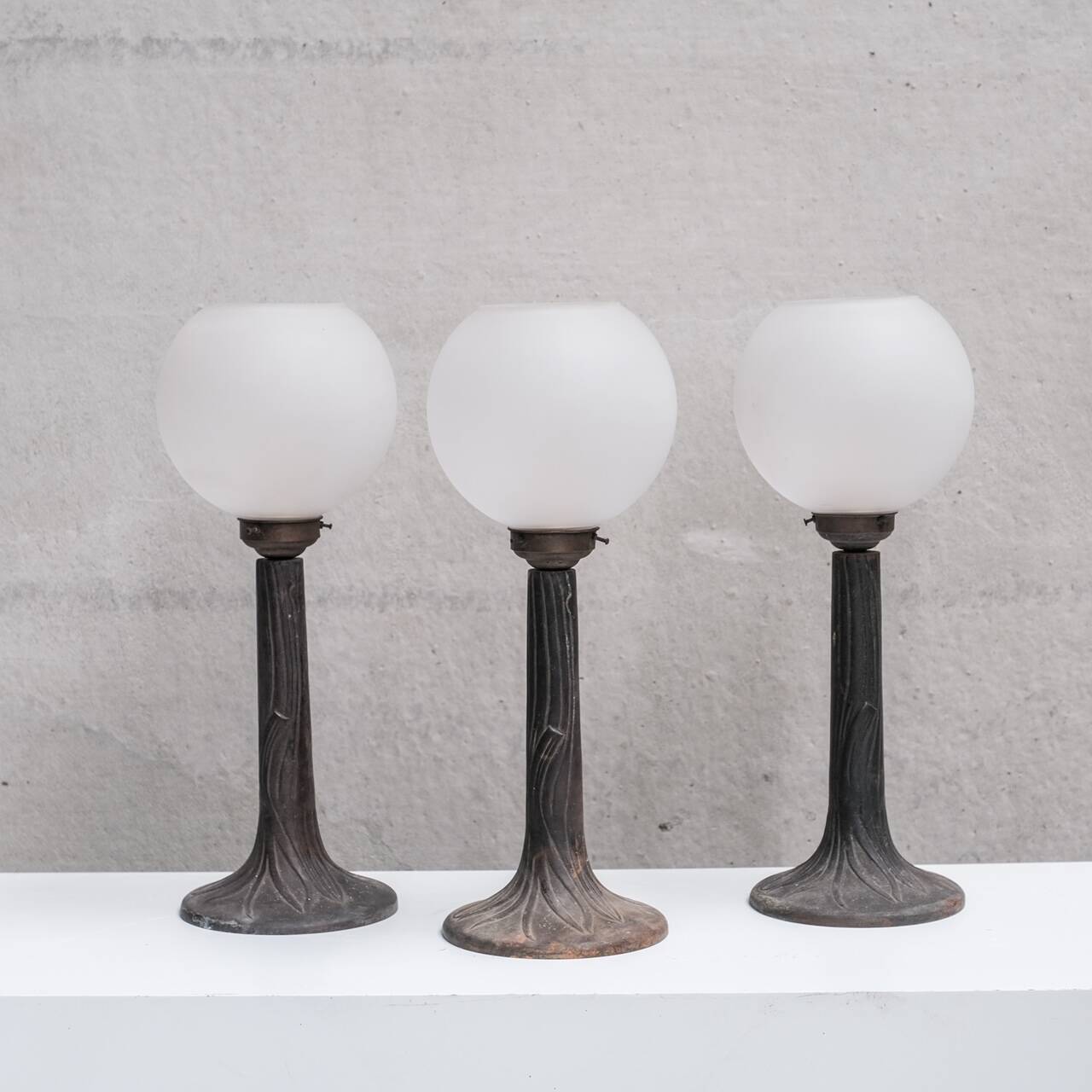 Metal and Opaque Glass Mid-Century Table Lamps (15 available)